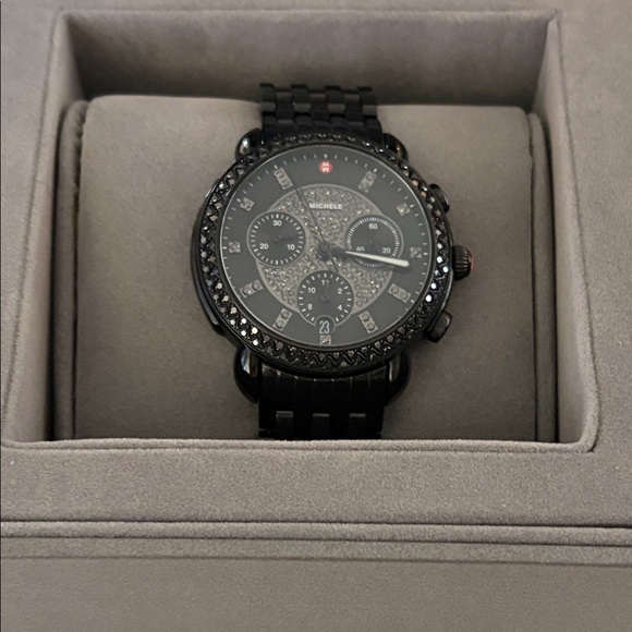 Michele Accessories - Michele Midnight Black Chronograph Watch